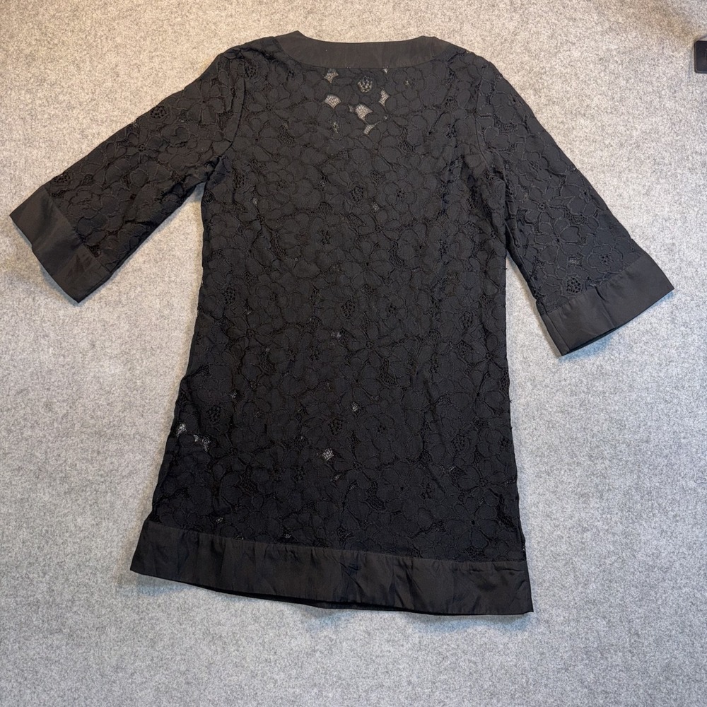 Jack by BB Dakota JH18861 Lace Tunic Dress Small Black Floral V-Neck 3/4 Sleeve